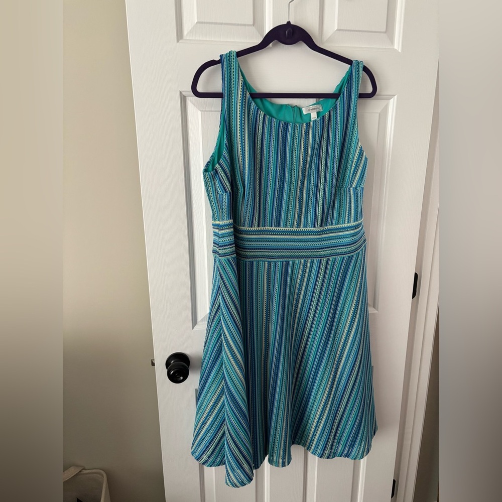 Dressbarn Teal and Navy Striped Dress